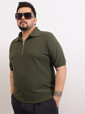 Interlock Zipper Knitted Polo T-shirt