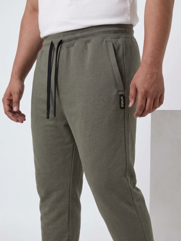 French Terry Mid-Rise Joggers with Zip Pocket in Mouse