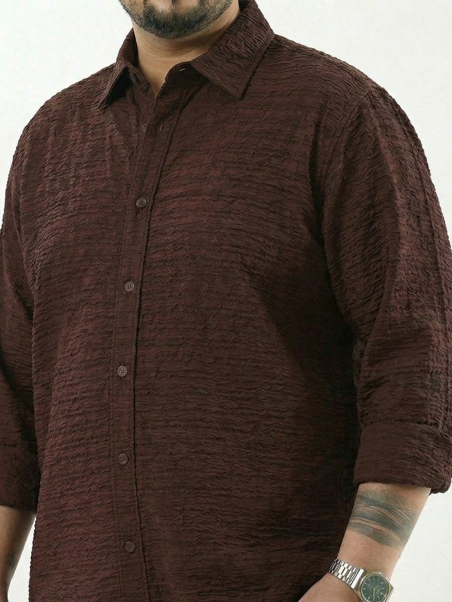 Textured Full Sleeve Plus size Men Shirt