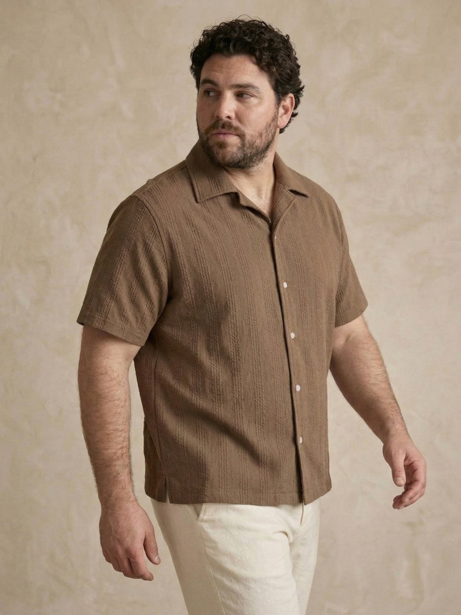 Textured Half Sleeve Plus Size Men Shirt