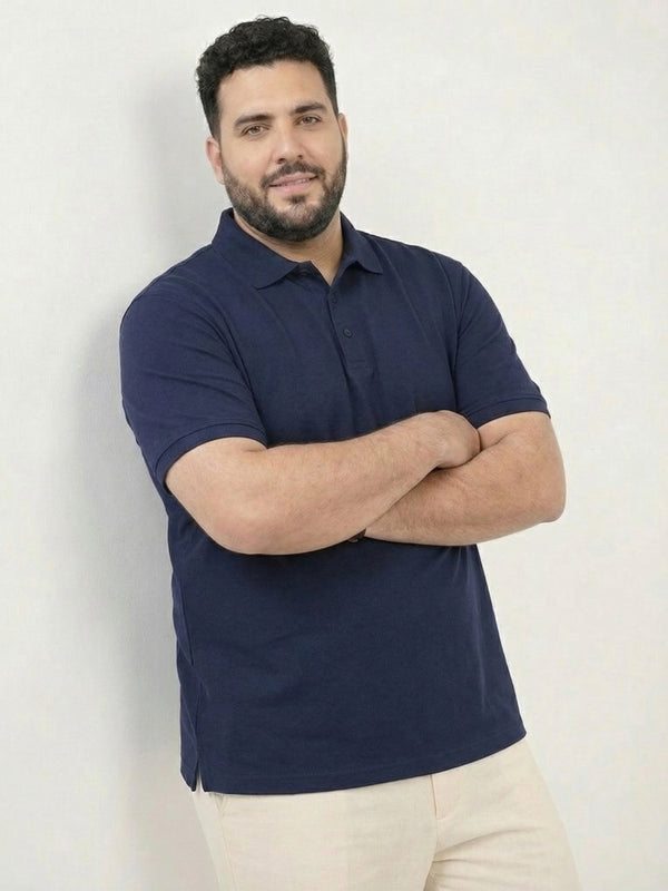 Premium Solid Cotton Men Polo T-shirt in Navy Blue