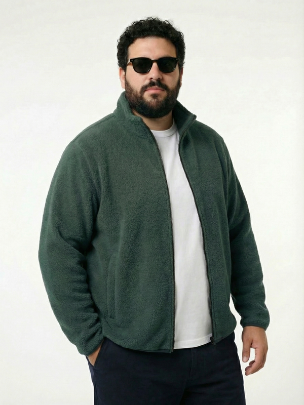 Fleece Heavy Weight Zipper Jacket in Sea Moss Green
