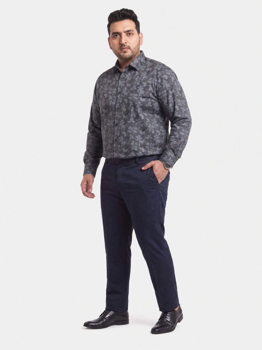 Satin Flower Print Plus Size Shirt