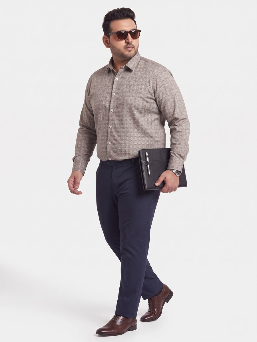 Satin Geometric Print Plus Size Shirt
