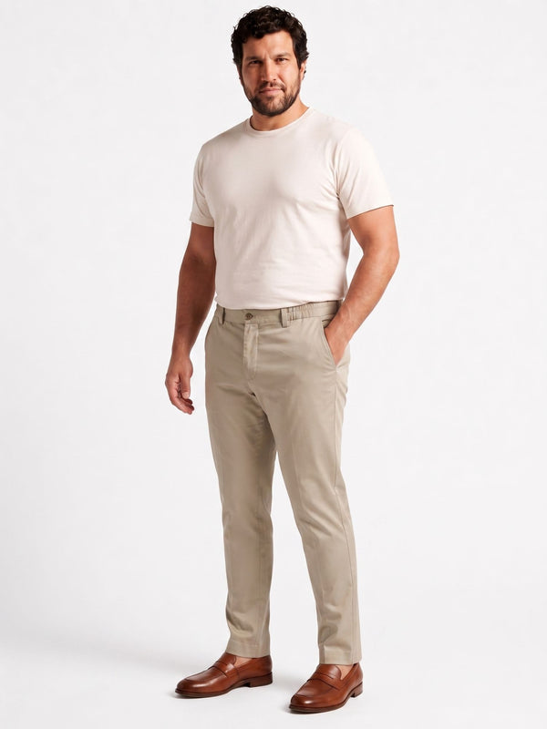 Satin Cotton Chinos in Beige