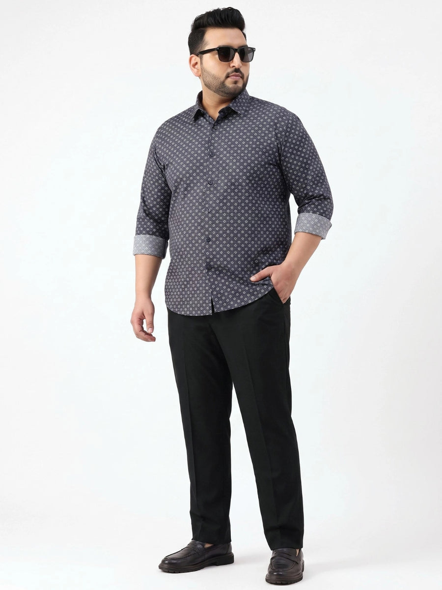 Plus Size Formal Geometric Printed Shirt