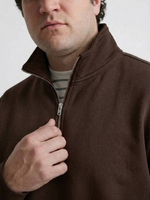 Premium Quarter-Zip Sweatshirt in Brown