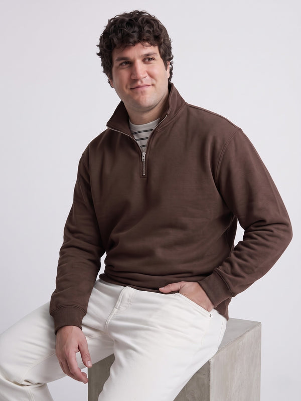 Premium Quarter-Zip Sweatshirt in Brown