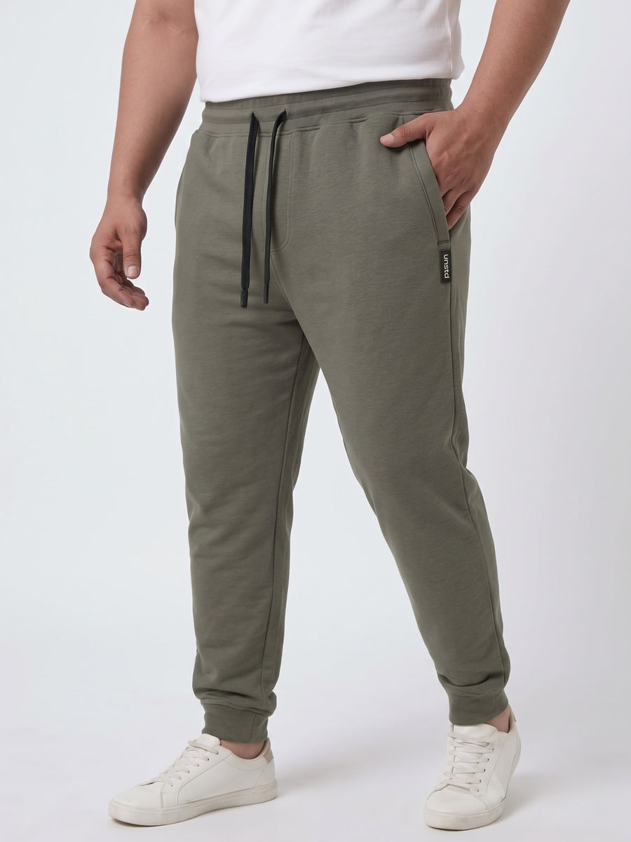 Plus Size French Terry Mid-Rise Joggers with Zip Pocket