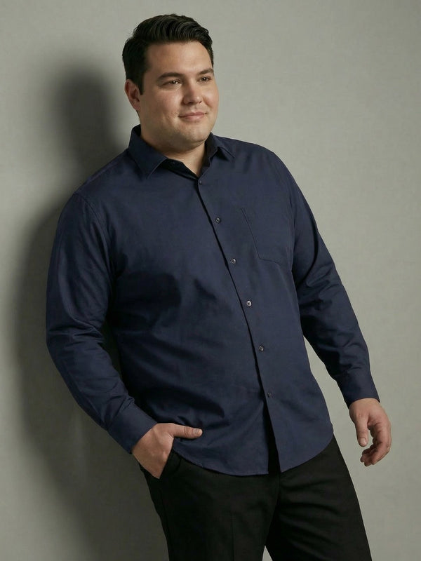 Premium Poplin Solid Shirt in Navy Blue