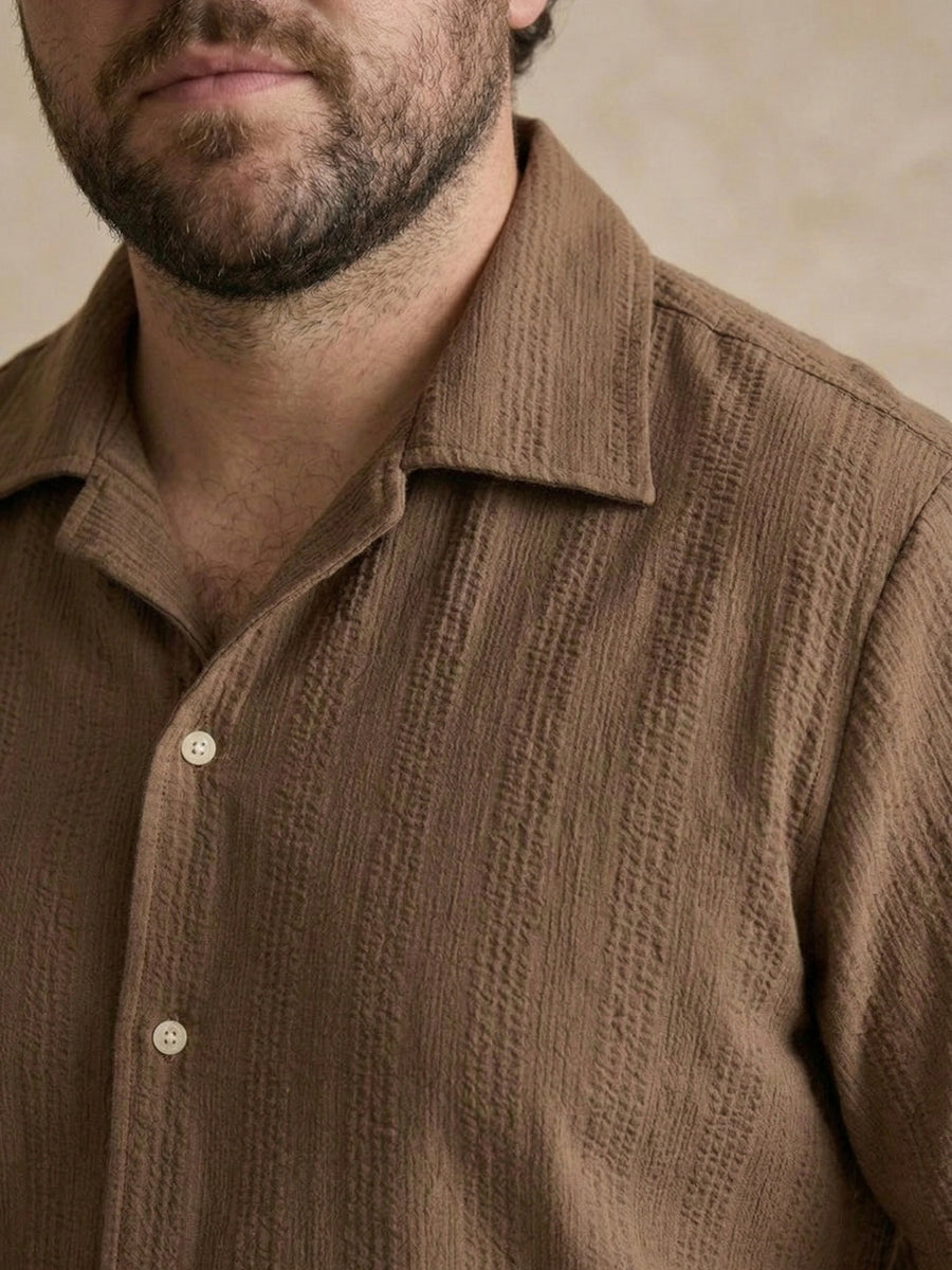 Textured Half Sleeve Plus Size Men Shirt