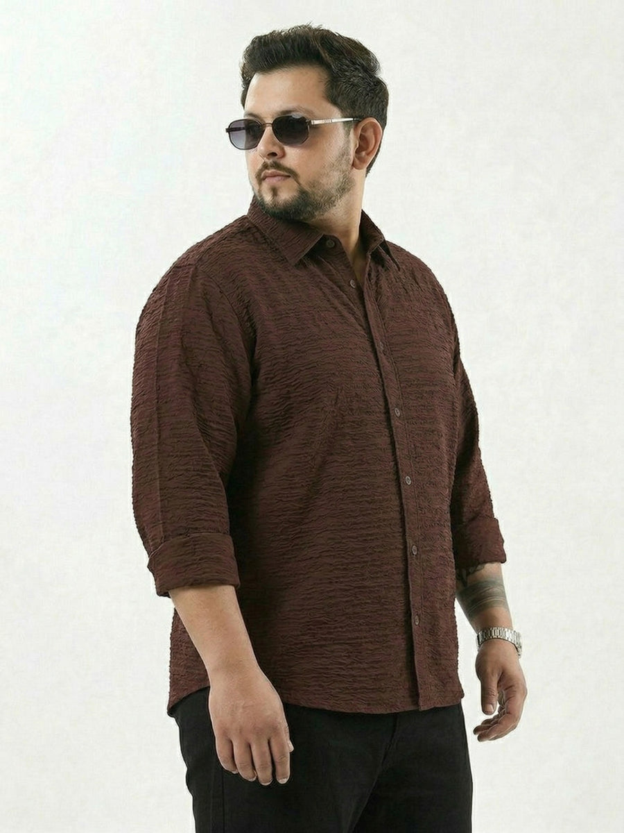 Textured Full Sleeve Plus size Men Shirt