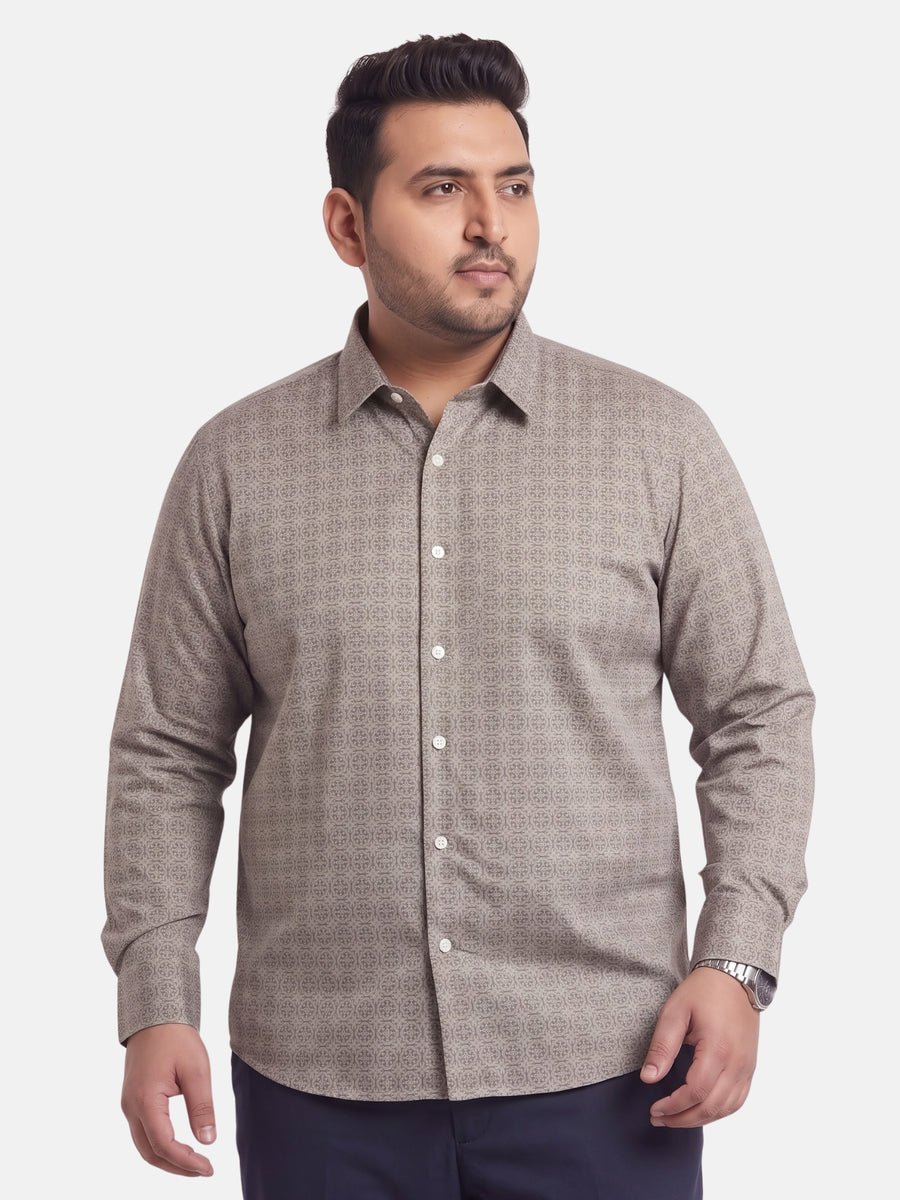 Satin Geometric Print Plus Size Shirt
