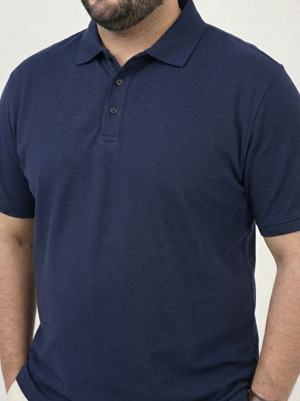 Premium Solid Cotton Men Polo T-shirt in Navy Blue