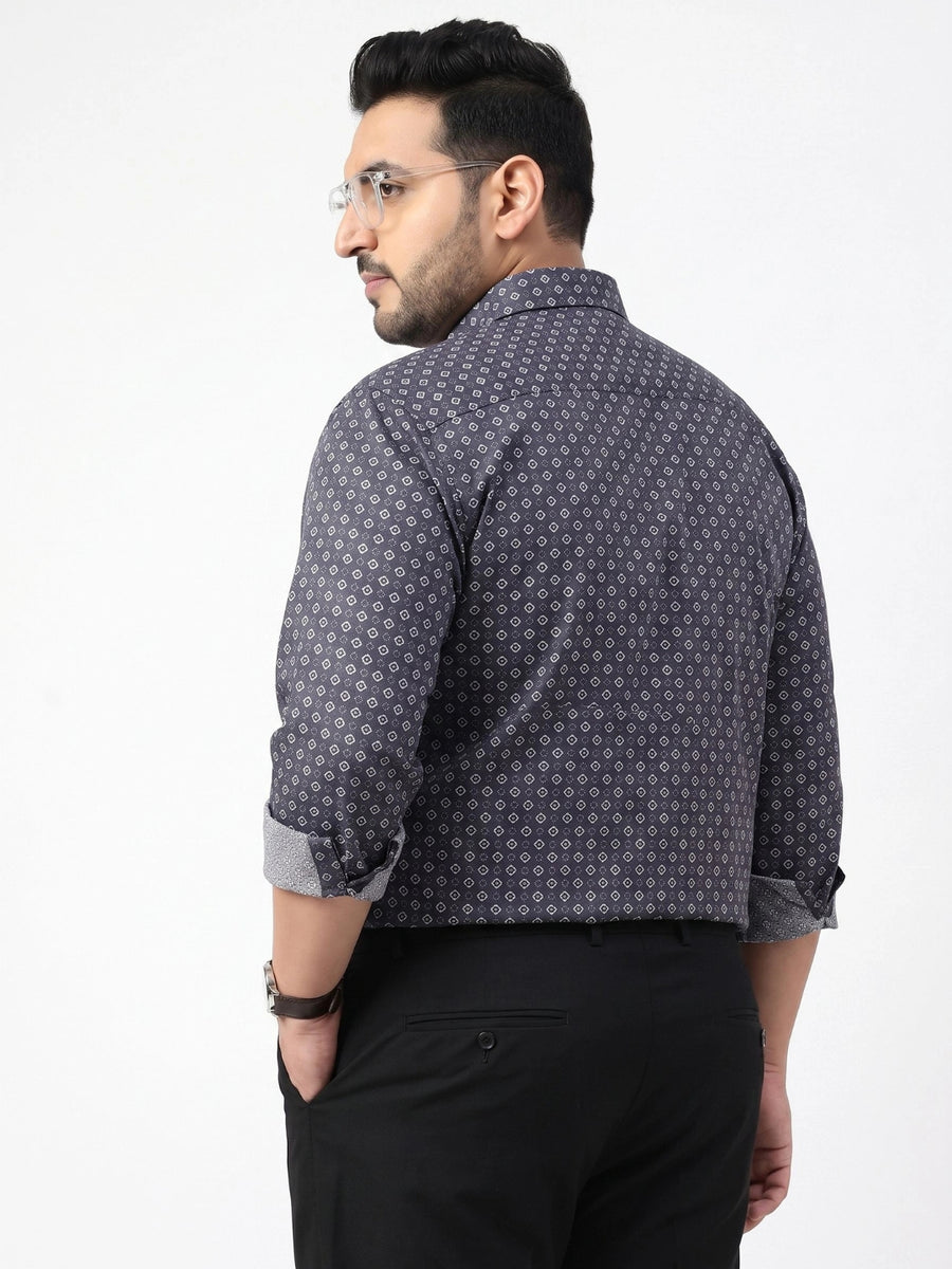 Plus Size Formal Geometric Printed Shirt