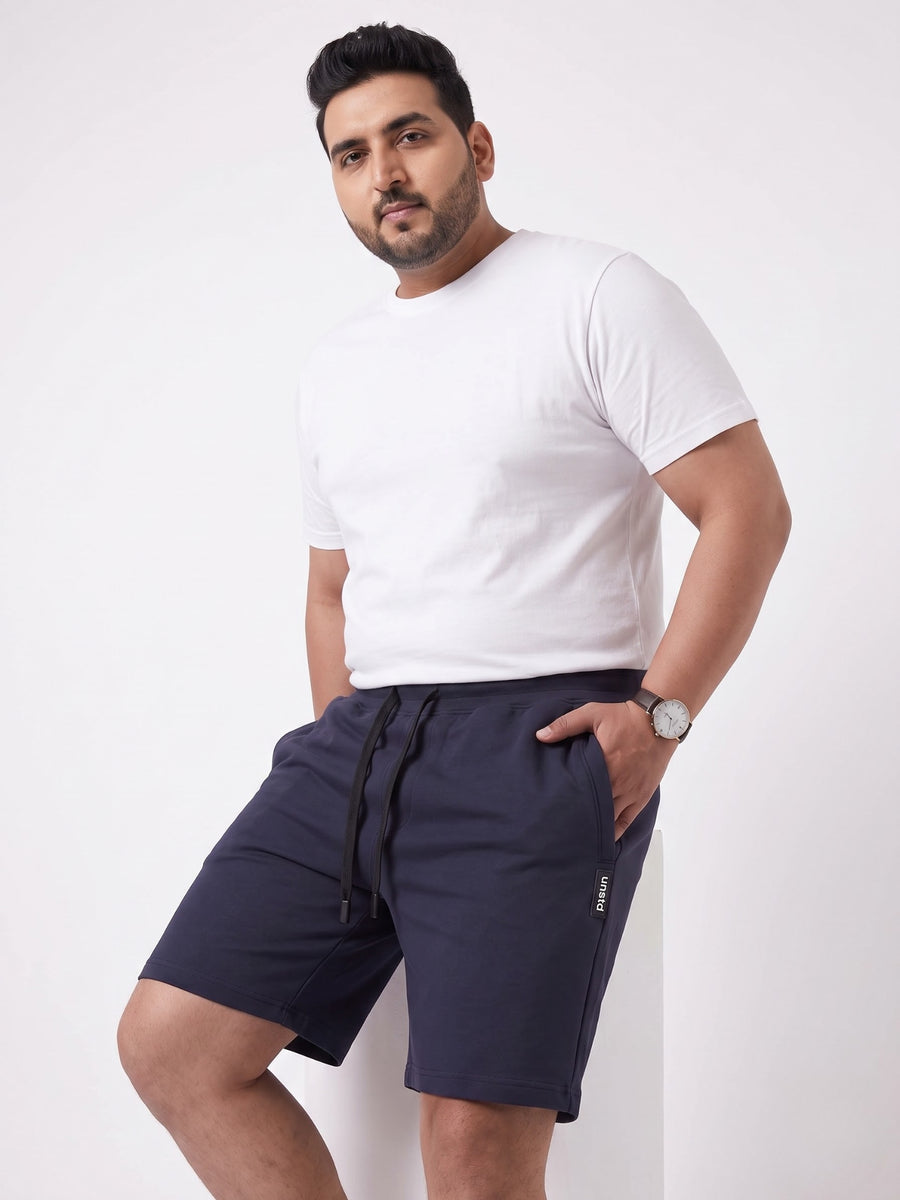 Plus Size French Terry Mid-Rise Shorts with Zip Pocket