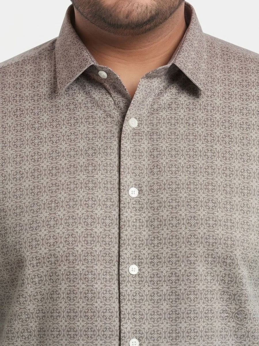 Satin Geometric Print Plus Size Shirt