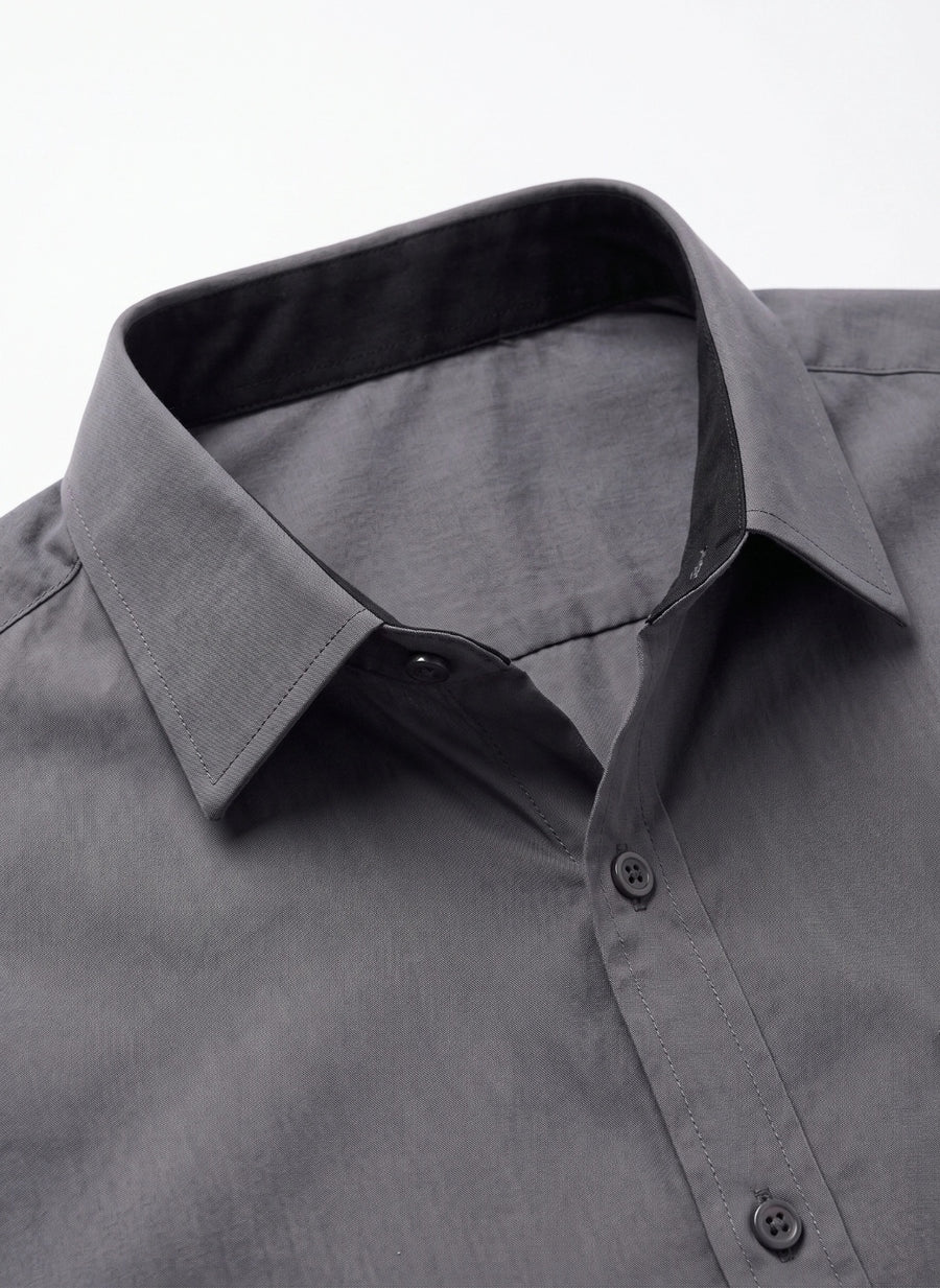 Contrast Collar Plus Size Men Shirt