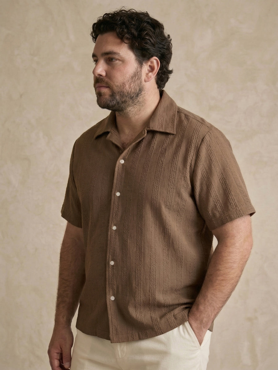 Textured Half Sleeve Plus Size Men Shirt