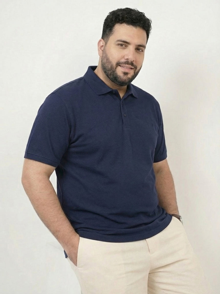 Premium Solid Cotton Plus Size Men Polo T-shirt
