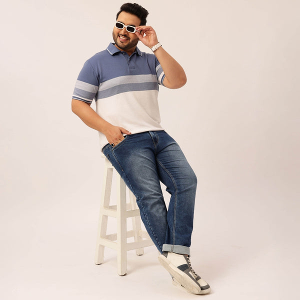 Men Lightly Faded Blue Comfort Fit Jeans in -