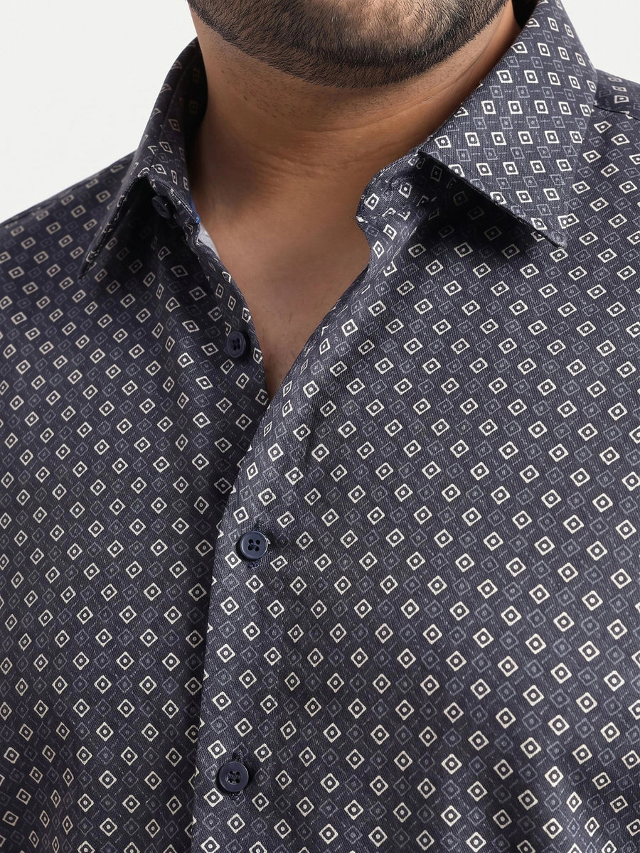 Plus Size Formal Geometric Printed Shirt