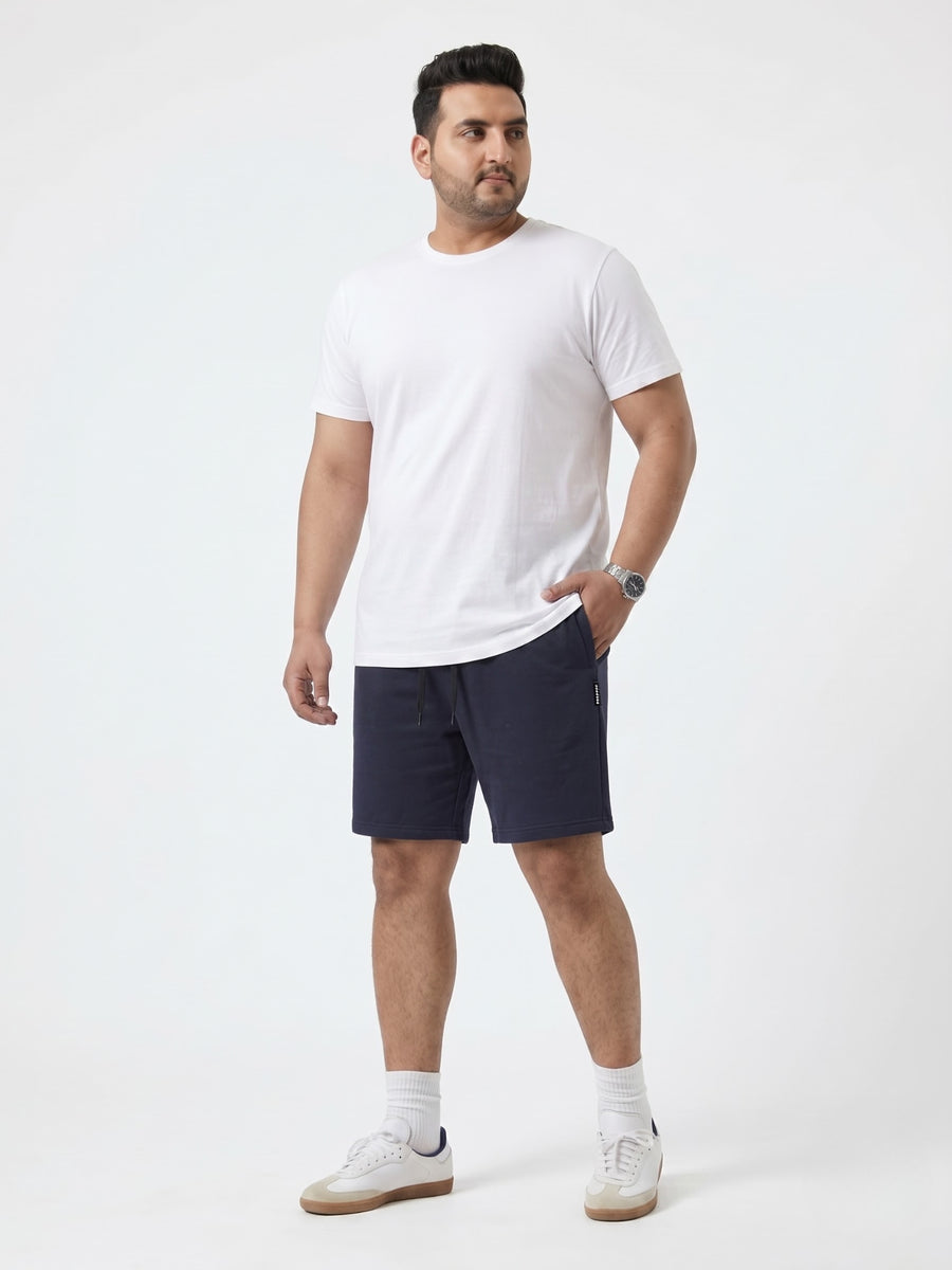 Plus Size French Terry Mid-Rise Shorts with Zip Pocket