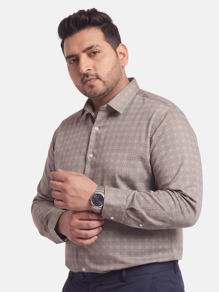 Satin Geometric Print Plus Size Shirt