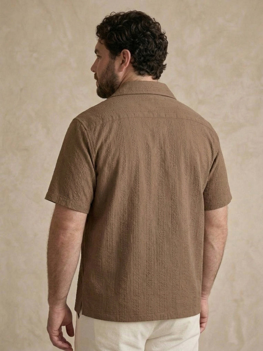 Textured Half Sleeve Plus Size Men Shirt