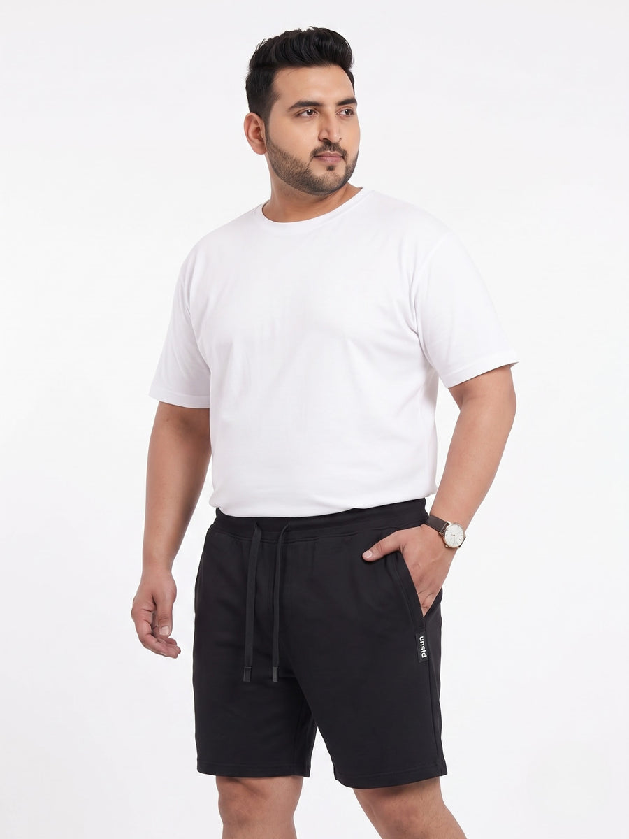 Plus Size French Terry Mid-Rise Shorts with Zip Pocket