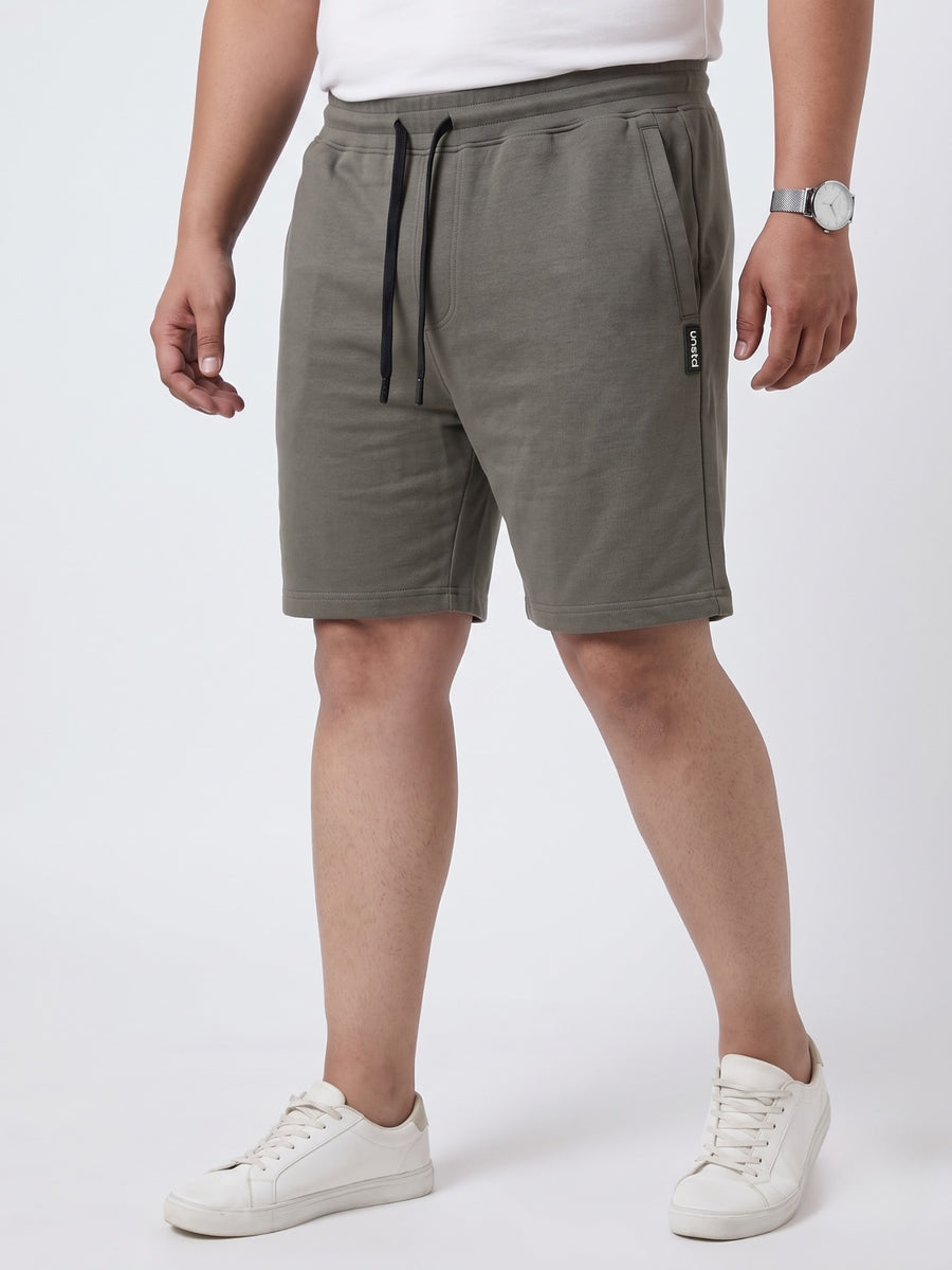 Plus Size French Terry Mid-Rise Shorts with Zip Pocket