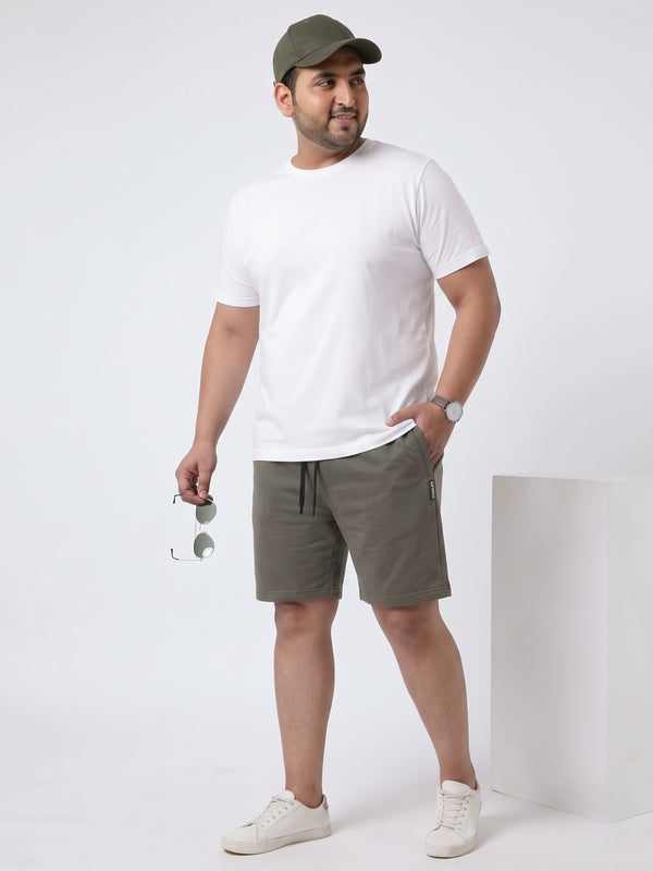 French Terry Mid-Rise Shorts with Zip Pocket in Mouse