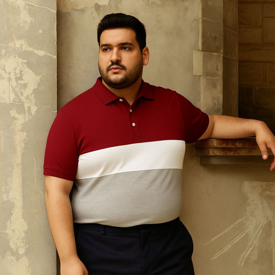 Maroon Triple Stripped Polo