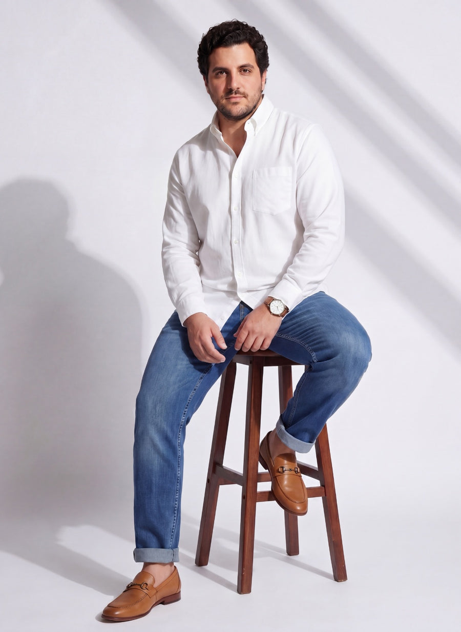 Oxford Cotton Solid Plus Size Shirt