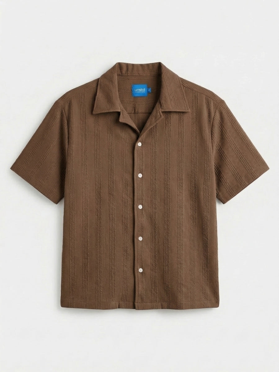 Textured Half Sleeve Plus Size Men Shirt