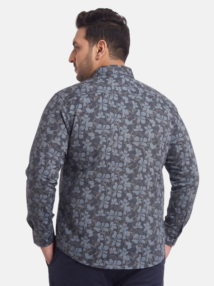 Satin Flower Print Plus Size Shirt