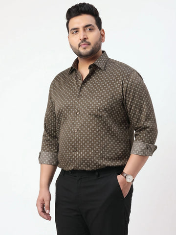 Plus Size Formal Geometric Printed Shirt