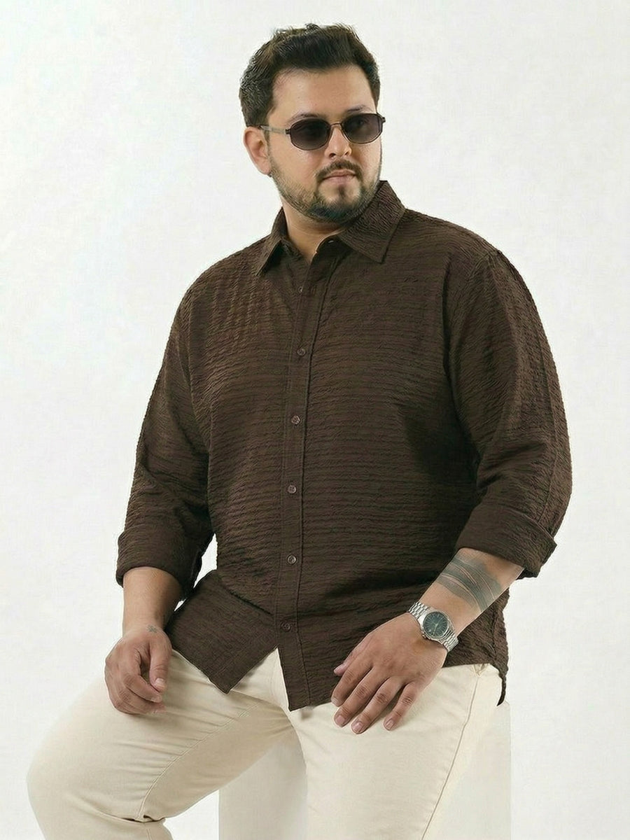 Textured Full Sleeve Plus size Men Shirt