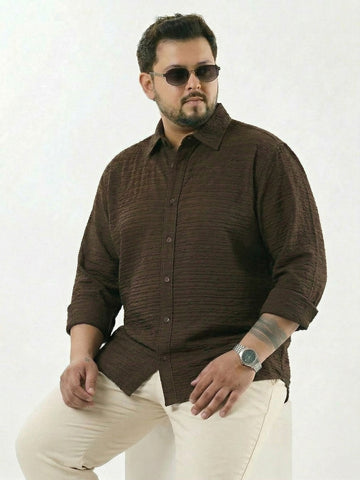 Textured Full Sleeve Plus size Men Shirt