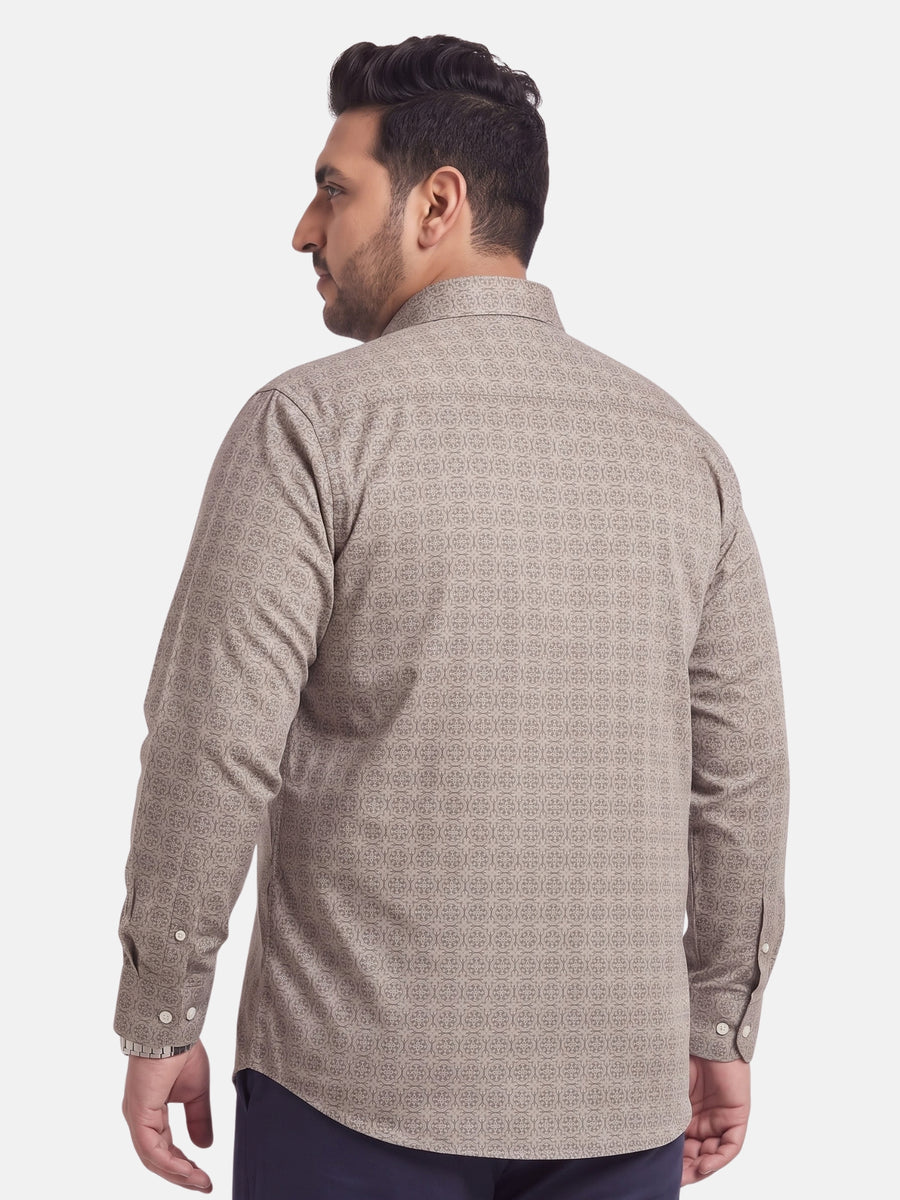 Satin Geometric Print Plus Size Shirt