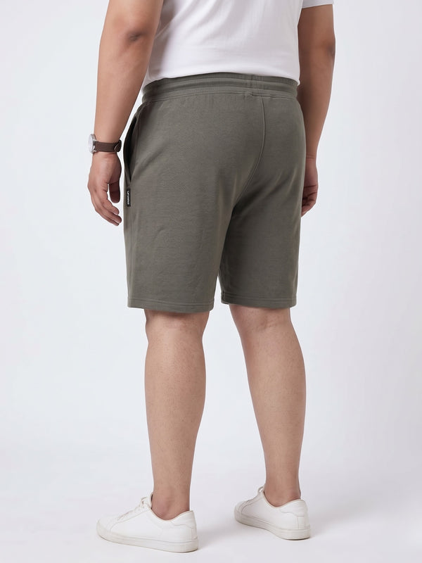 French Terry Mid-Rise Shorts with Zip Pocket in Mouse