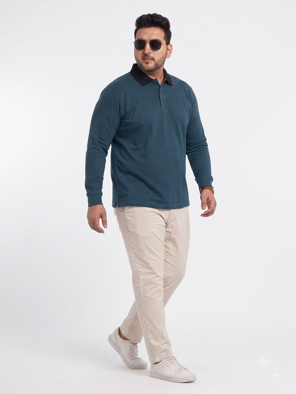 Full Sleeve Polo Sweatshirt in Airforce