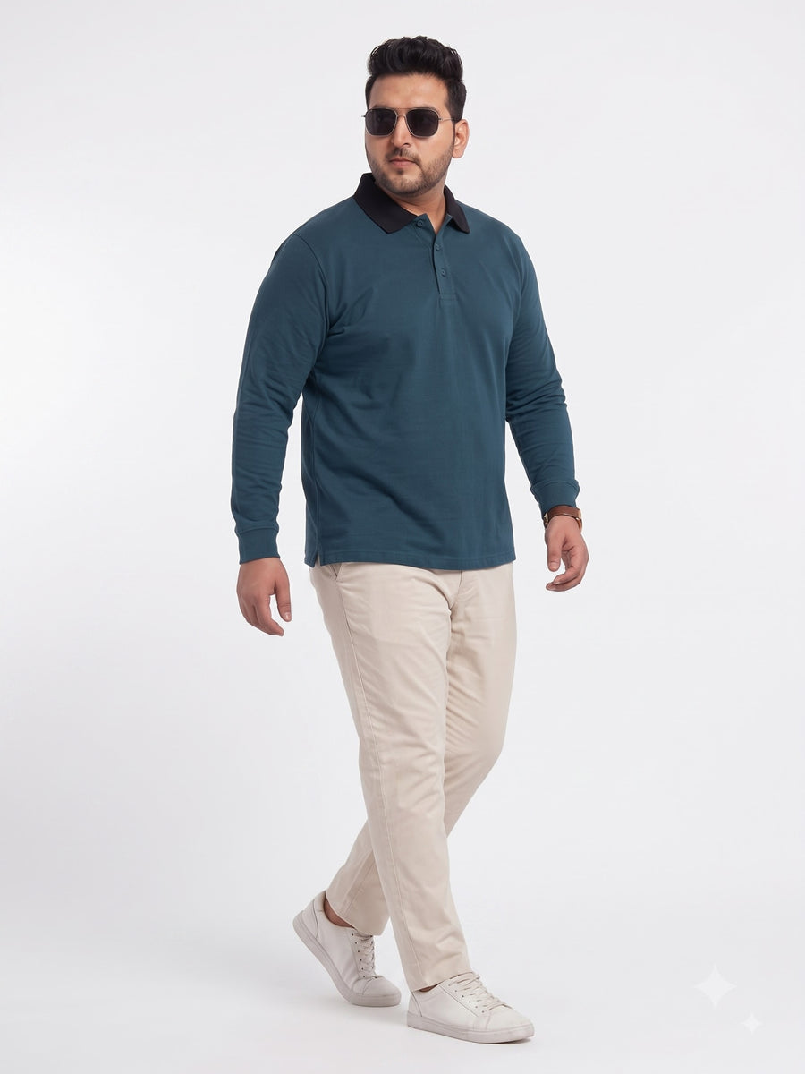 Full Sleeve Plus Size Polo Sweatshirt