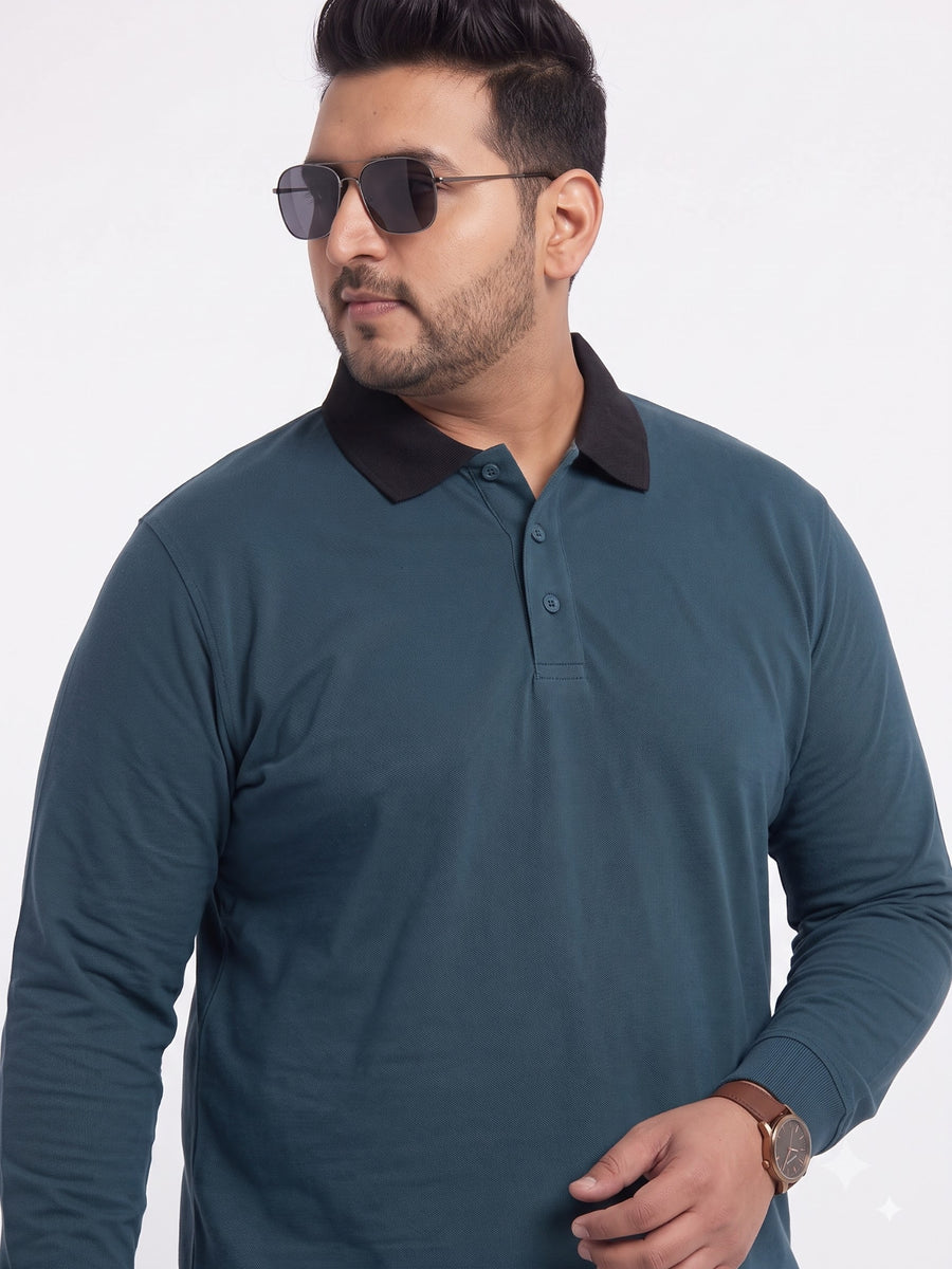 Full Sleeve Plus Size Polo Sweatshirt