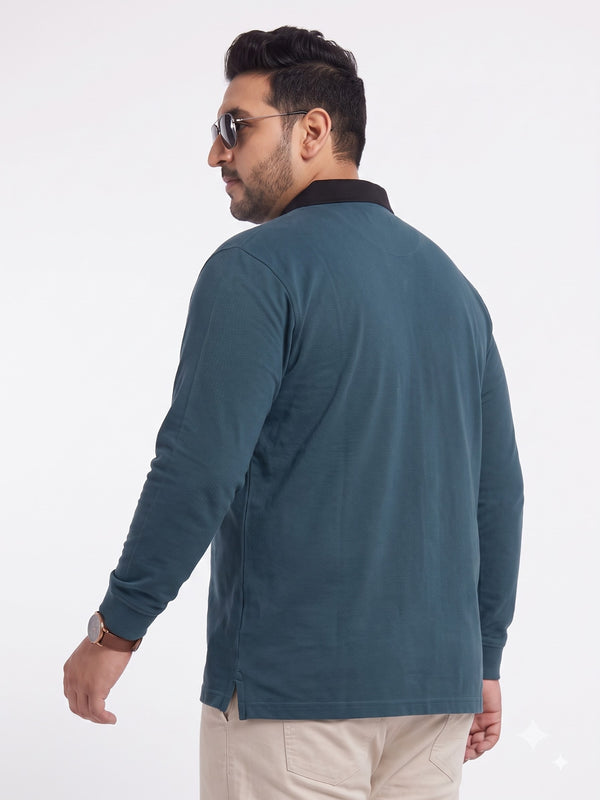 Full Sleeve Polo Sweatshirt in Airforce