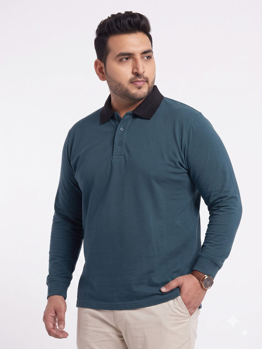 Full Sleeve Plus Size Polo Sweatshirt