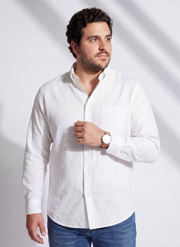 Oxford Cotton Solid Shirt in White