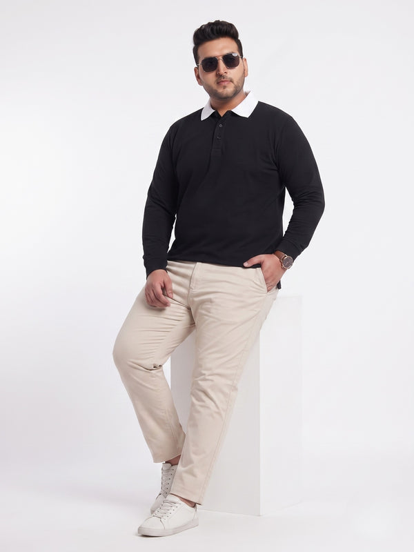Full Sleeve Polo Sweatshirt in Black