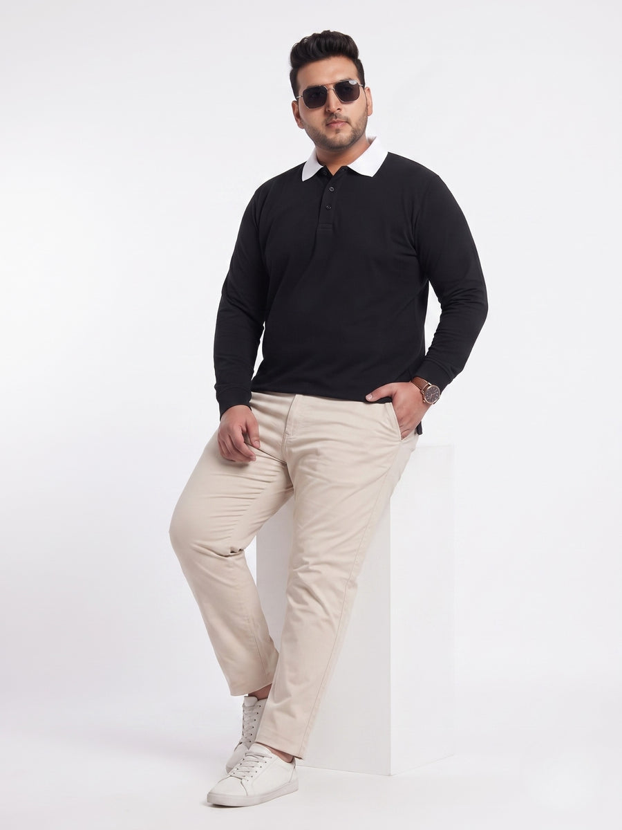 Full Sleeve Plus Size Polo Sweatshirt