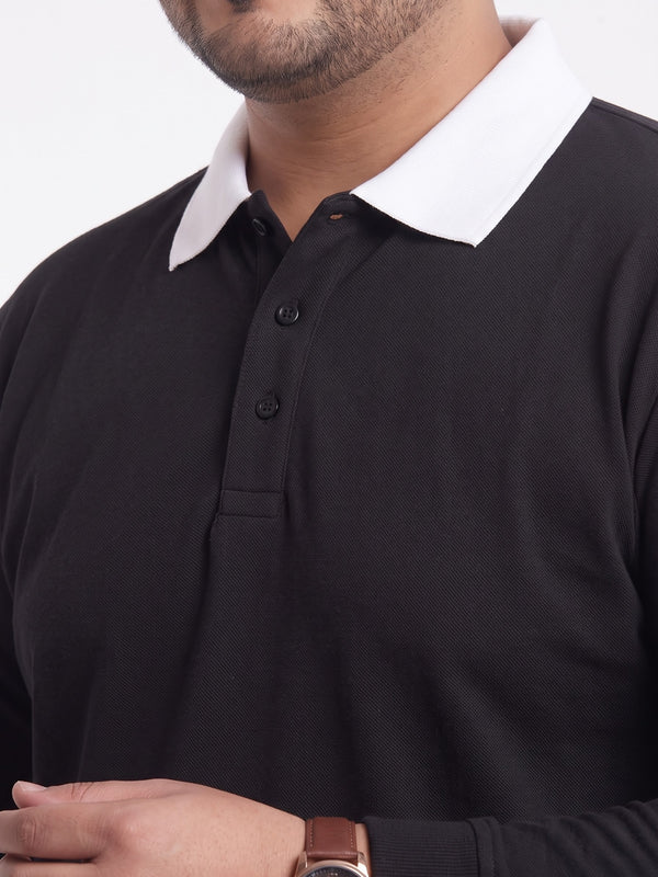 Full Sleeve Polo Sweatshirt in Black